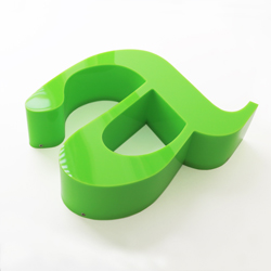 coloured 3D acrylic logo letters